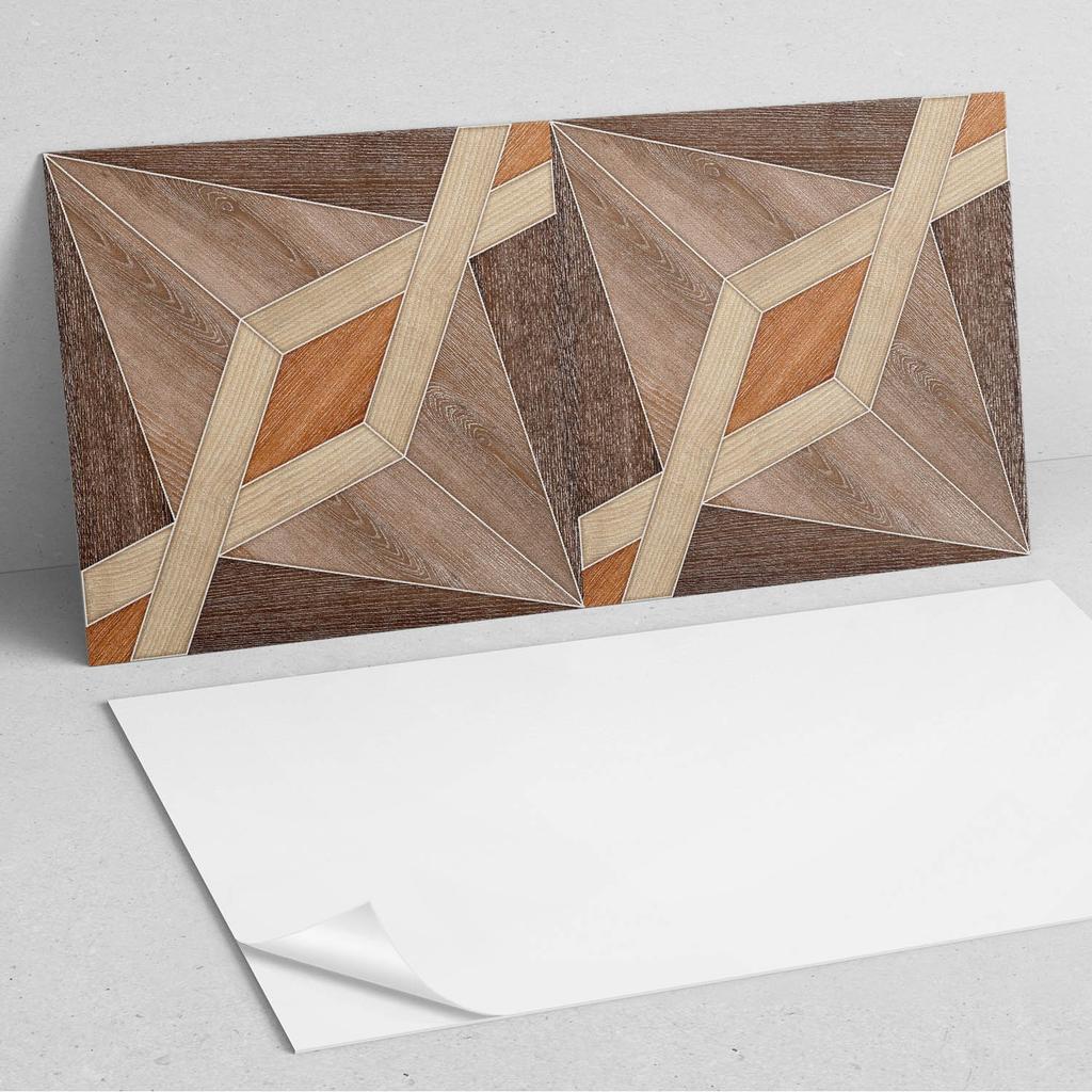 Panel Z Nadrukiem Winylowy Samoprzylepny 100X50 Cm Wzór Geometryczny Z Drewna