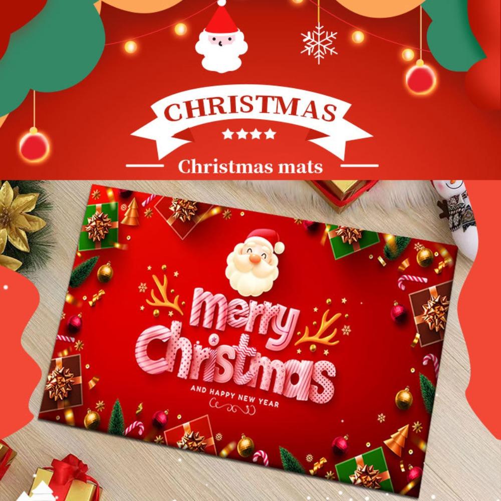 Non-Slip Xmas Doormat Crystal Velvet Floor Mat New Christmas Mat  Living Room