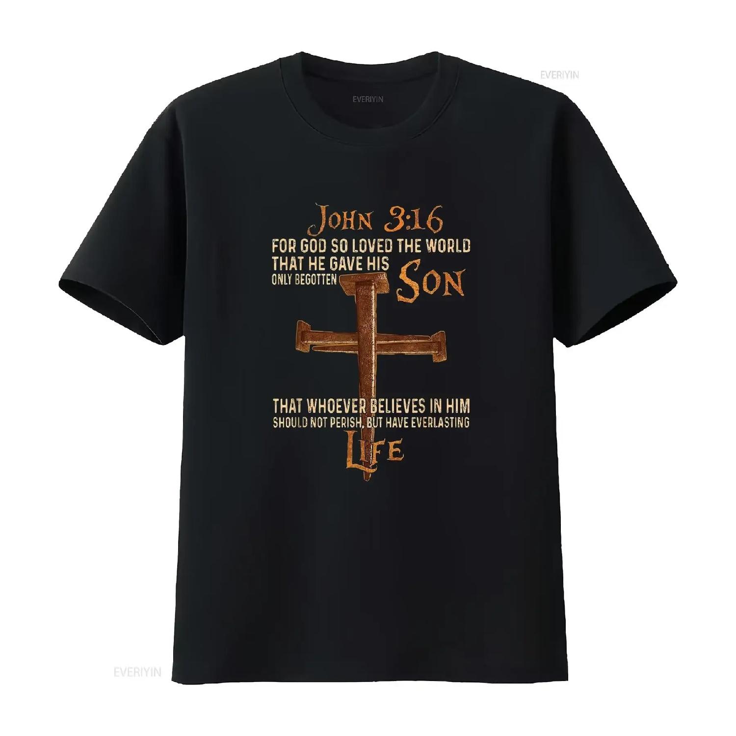 John 3 16 For God So Loved The World That He Gave Trendy Women s T Shirt with Eye Catching Print vintage Washed Slightly S чёрный