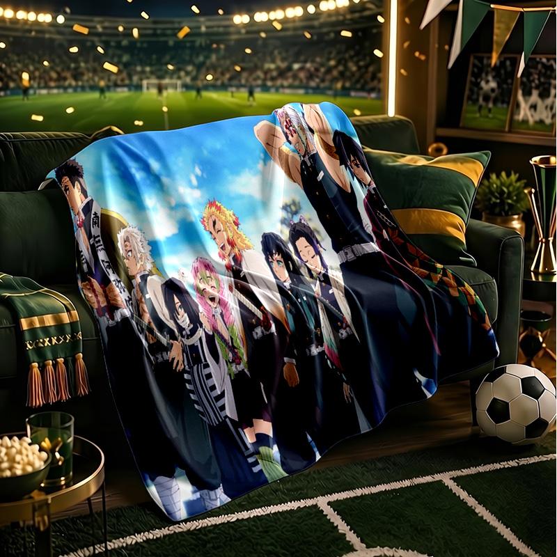 Demon Anime Group Throws Blanket Flannel Blankets Plush for Couch Bed Gifts for Men Women Travel Picnic Blanket Christmas Fan Gifts
