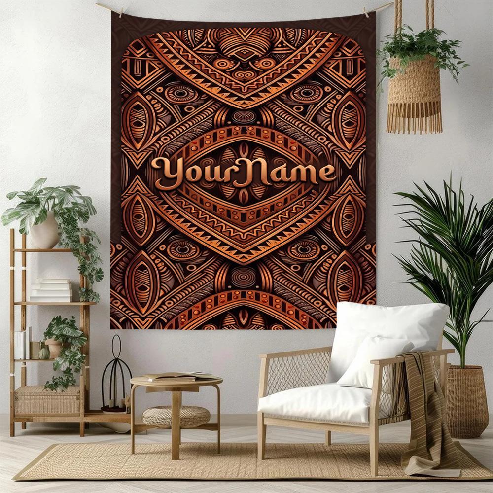 Ethnic Tribal Patterns Custom Your Name Wall Decor Tapestry Art For Pet Memorial Birthdaywedding Party Backdrop Family Gift