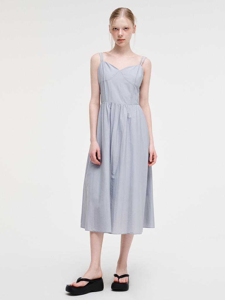 Etmont Slip Pintuck Double Strap Dress Sky Blue