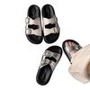 Fashion Square Buckle Rhinestone One-word Casual Thick-soled Slippers Women's Sandals Outside Wear Autumn and Summer New One-pedal Slippers