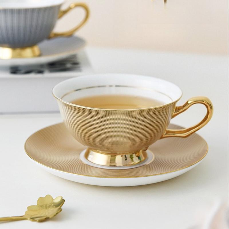 an Coffee Mug Set Bone China Ceramic Tea set Marble stripe Luxury Gifts Porcelain Drinkware Tea cups Couple Cup Gift box