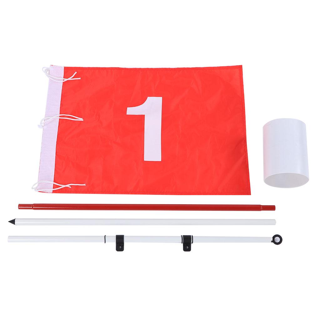3 Sections Golf Divot Flagpole Removable Metal Bar Hole Cup Golf Course Set Nylon Flag