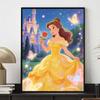 Disney 5D DIY All Diamond Art Painting Kit Princess Belle Yellow Dress Enchanted Castle Butterflies Magical Sparkle Home Decor Gift