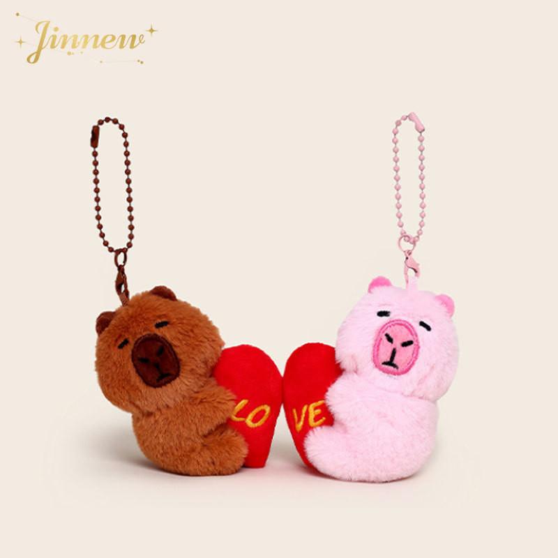 Pair Creative Of Love Heart Capybara Cartoon Plush Toy Pendants Magnet With