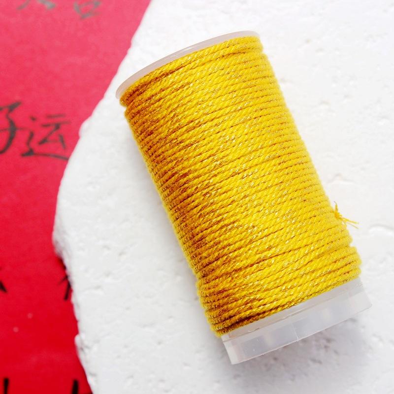 1.0/1 2Mm Sprinkling Gold Thread Plus Gold Hand Rubbing Cotton Thread 18 Strands Non-Elastic Hand Cotton Thread 25 Meters Roll Diy Braided Rope Wenwan