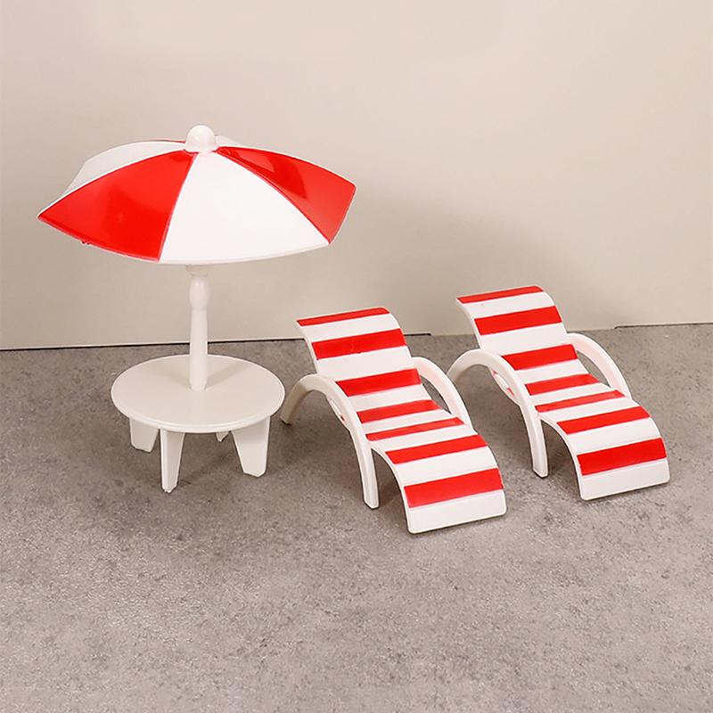 

Мини Солнечный Зонтик, Набор Двойных Пляжных Кресел, Миниатюрные Поделки, Украшение Игрушечного Домика, Украшения для Микро-пейзажа красный