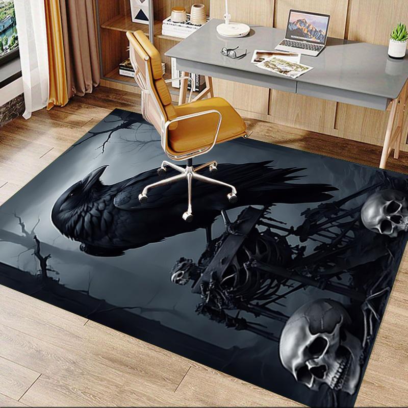 1pc Crow, Skulls Carpet Anti Slip Polyester Floor Mat for office,Bedroom