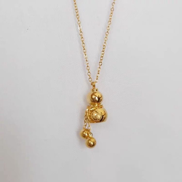 

Нержавеющая сталь 316L, не выцветает, в китайском стиле, ожерелье Lucky Gourd, простое женское ожерелье из нержавеющей стали, оптовая продажа, ожерелье для женщин