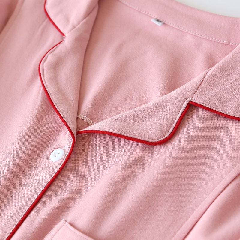 Pure Cotton Knit Maternity Pajama Set - Long Sleeve Nursing Cardigan for Spring & Autumn