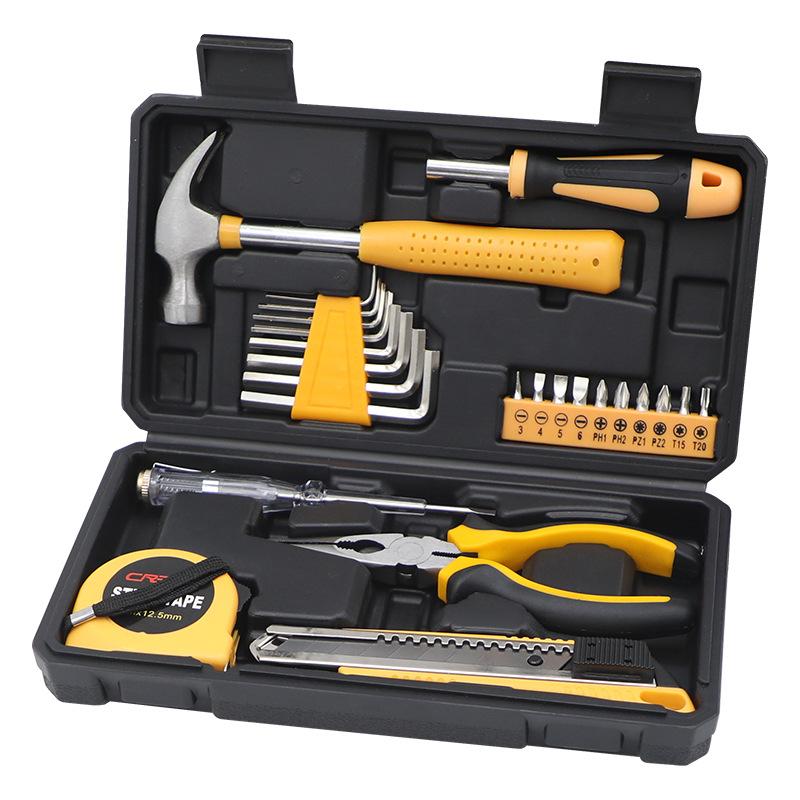 25PCS Home Toolbox Set Hexagonal Hammer Pliers Manual Hardware Repair Box Utility Knife Screwdriver Tape Measure Electric Pen