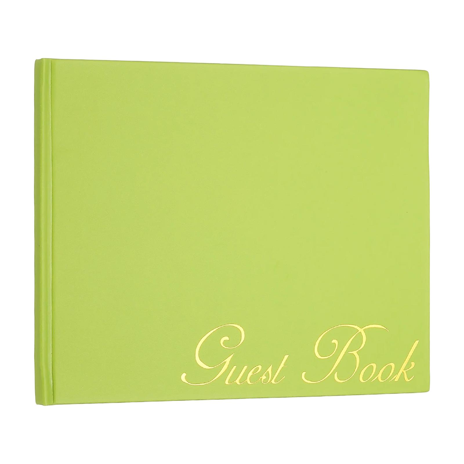 

Elegant Guestbook 9x7 PU Leather Wedding Guest Book Stylish Sign in Book with 50 Blank 120GSM Paper for Receptions Birthdays 9 x7 Inch зелений