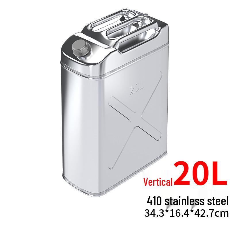 Stainless Steel Fuel Can - 304 Gasoline & Diesel, 10L/20L/30L, Thickened Portable Car Spare Tank