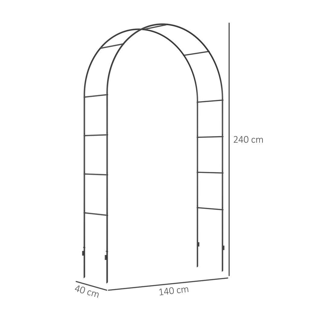Garden Arch, Rose Arch, Climbing Arch, Rose Trellis, Metal, Black, 1.40 x 0.40 x 2.40 m