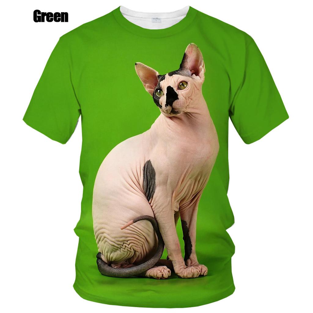 New Fashion Summer Hot Sale 3D Sphynx Cat Men's/women's T Shirt 3D Printing Short-sleeved Round Neck Men's Tops