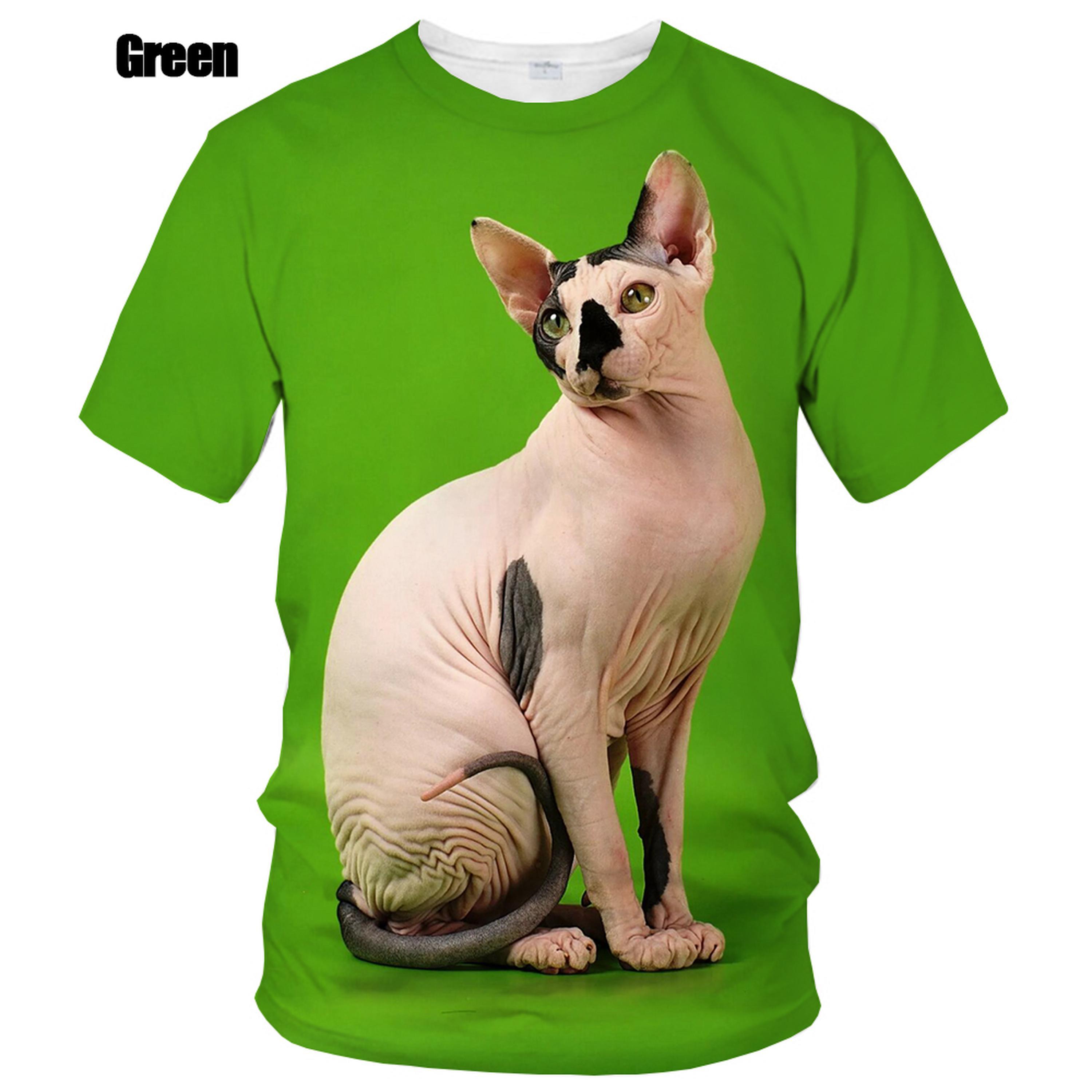 Laoxu Nieuwe mode zomer hot sale 3D Sphynx kat heren/dames T-shirt 3D print korte mouwen ronde hals heren tops 6XL