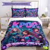 3PC Custom Name KPOP Neon Fashion Bedding Set Duvet Cover Closure Includes 1 Duvet Cover & 2 Pillowcases for Bedroom