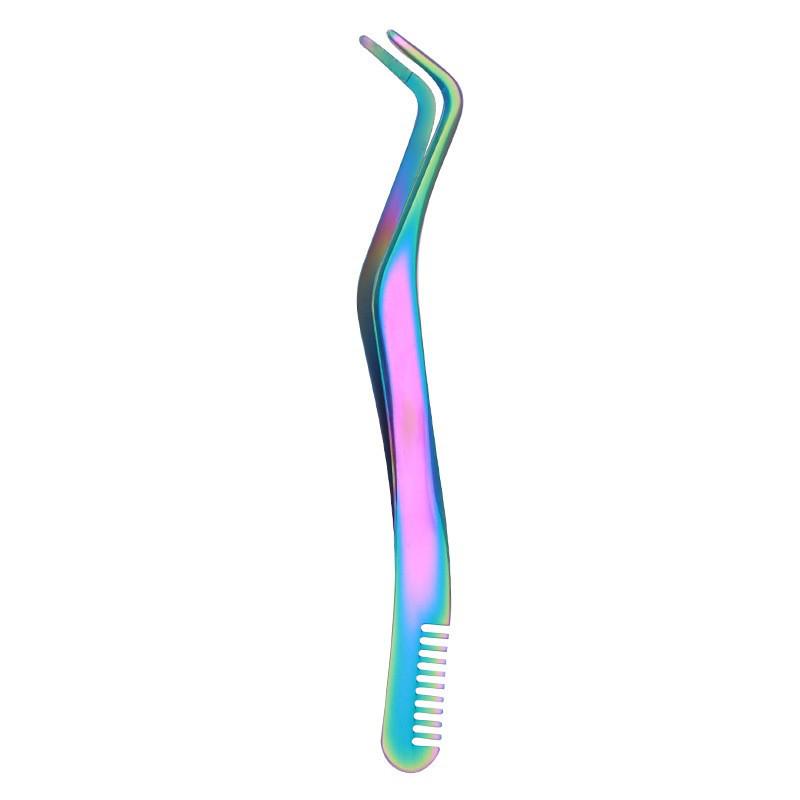 In-Stock Stainless Steel Eyelash Tweezers with Comb - New Model for Applying False Eyelashes