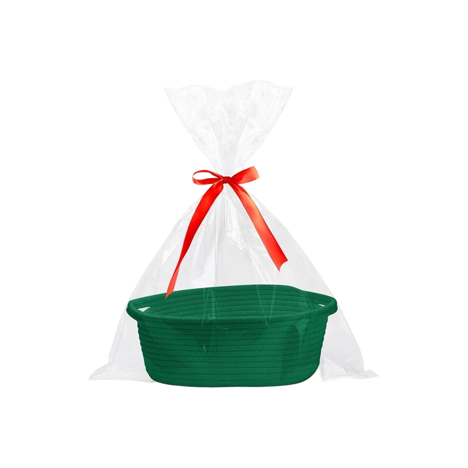 Storage Basket, Cotton Rope Woven Gift Basket, Oval Storage Blue Spliced Basket