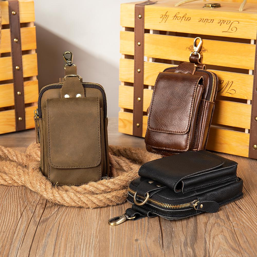 Men's Retro Cowhide Fanny Pack: Genuine Leather Multi-Functional Phone Belt Bag