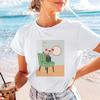 Art Cartoon Printed Watercolor Pattern Summer Round Neck 90s Women's New T-Shirt Regular Versatile Basic Casual Style T-Shirt