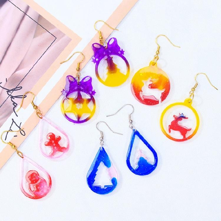 Set of 4 Christmas Inspires Earring Epoxy Mold Customized Earring Pendant Mold for Craft Enthusiasts Jewelry Making Tool