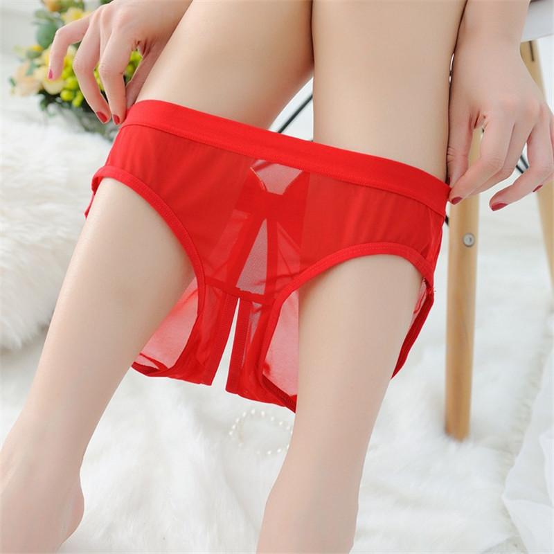 Crotchless Panties Women's Sexy Lingerie Open Crotch Underwear Lady's Transparent Briefs Erotic