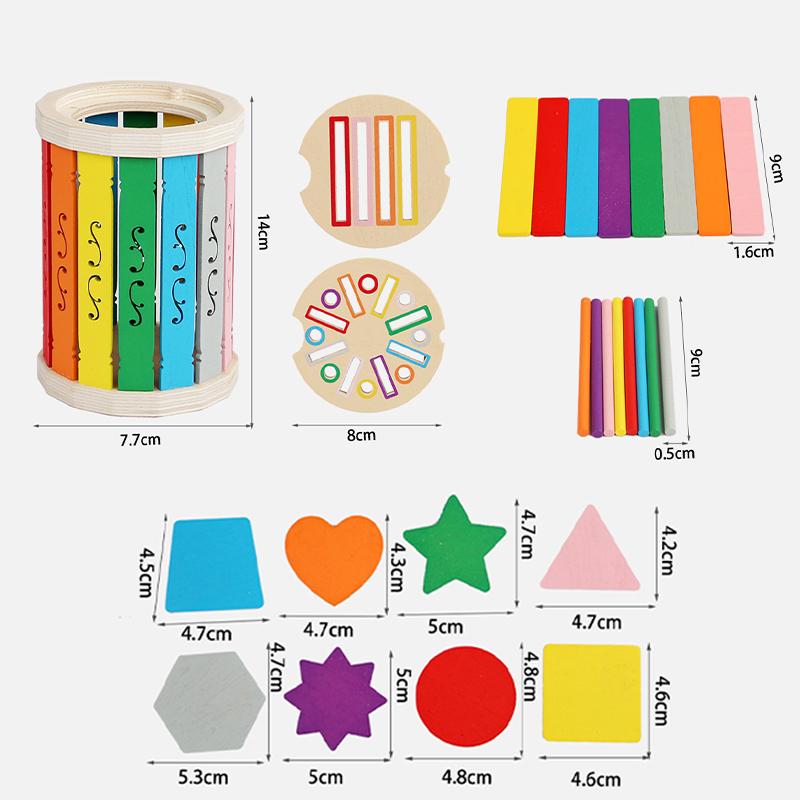 Montessori Wooden Color Sorting Toys Shape Matching Fine Motor Toys Sensory Game Early Educational Puzzle Toys for Toddlers