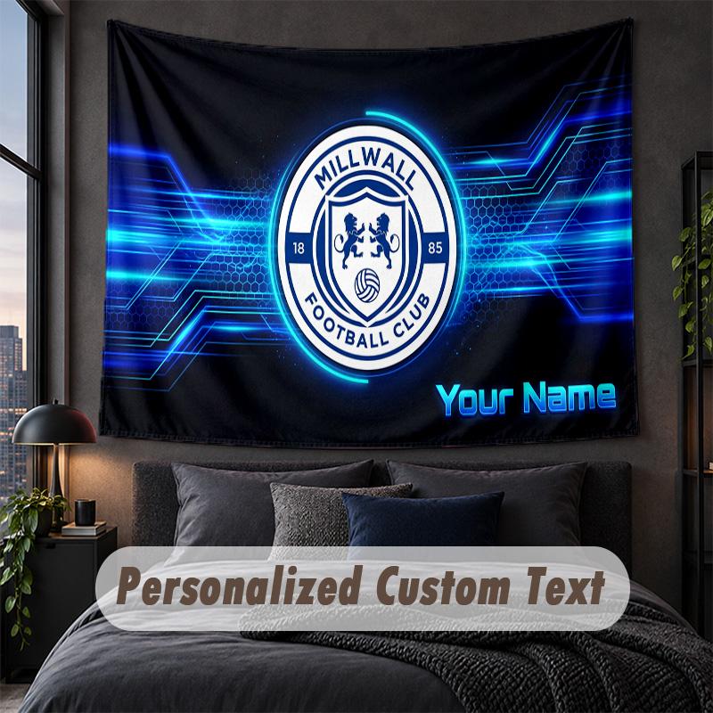 Benutzerdefinierte Namens-Text-Wandteppich, Millwall FC Dekorative Wandbehang, Hintergrund-Wandteppich Für Zuhause Schlafzimmer