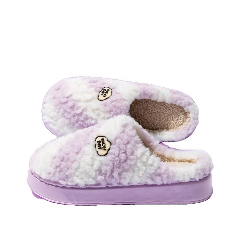2025 New Autumn and Winter Home Indoor Non-slip Warm Plush Shoes Cotton Towed Cotton Slippers