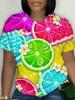Lemon Slice Pattern Printed Spring-summer Casual Short-sleeve T-shirt for Women