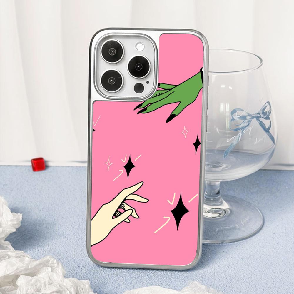 Pink Wick-ed Classic Movie Poster Phone Case for iPhone 16 15 14 13 12 11 Pro Max Sheepskin Silver-edged Protective Case