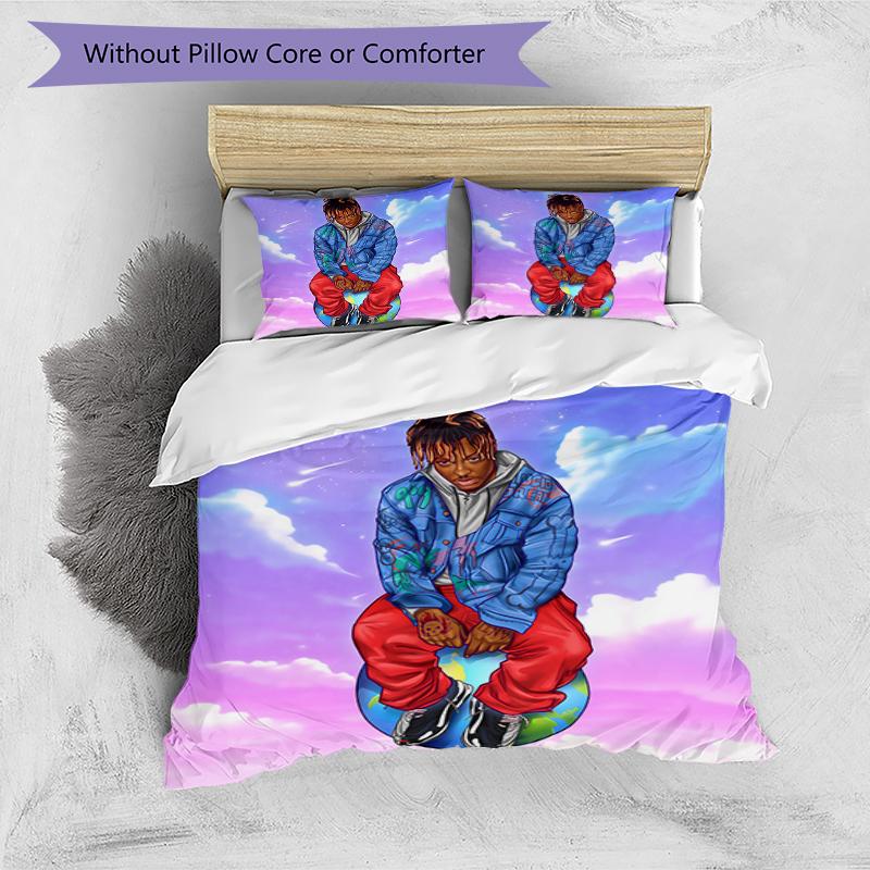 3pcs Juice WRLD1 Pattern Bedding Set Duvet Cover Set Includes Duvet Cover &pillowcases, Perfect All Season Bedroom Decoration & Gift