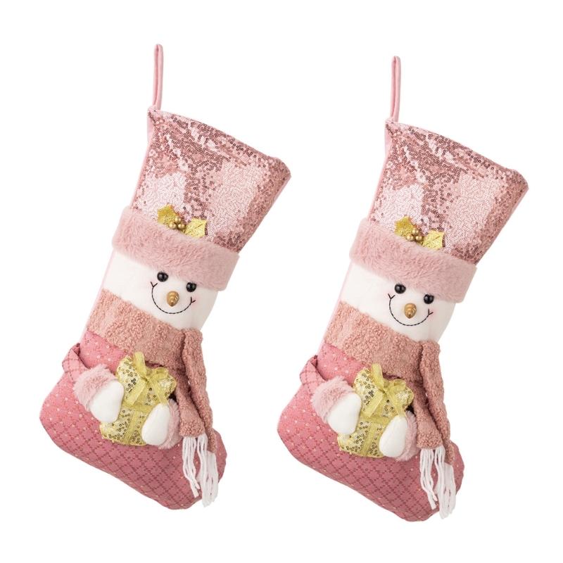 Soft Pink Sequins Christmas Stocking European Pink Shimmering Christmas Stocking Soft Stocking For Tree Decors