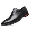 Mens Black Genuine Leather Oxford Shoes Lace Up Formal Dress Shoes Comfortable Non Slip For Business Office Wedding Daily Wear