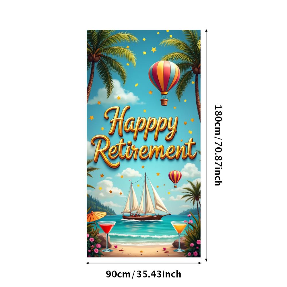 Happy Retirement Banner Balloons Retirement Theme Party Celebration Decoration Backdrop Photography Background Prop Wall Poster
