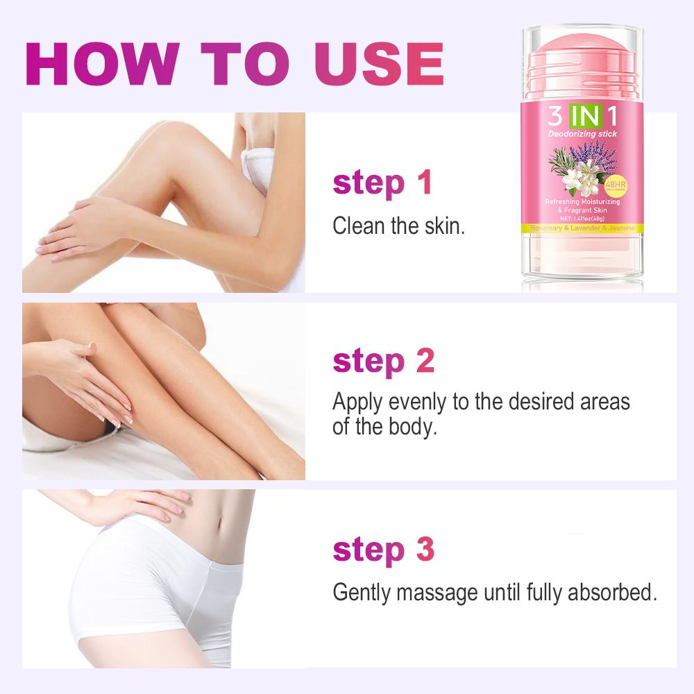 3 In 1 Deodorizing Stick-Refreshing Moisturizing & Fragrant Skin-Suitable for All Skin Types, 40ml