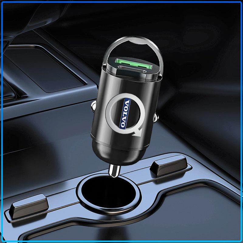Mini Car Charger 12-24V Lighter Fast Charging Car USB Type C Charger For Volvo XC60 XC90 S60 S80 S40 V40 V60 V70 V50 XC70