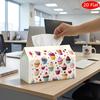 1pc 2D Flat Tissue Box, Printed On Both Sides, Cupcakes Flowers Design, Durable Polyester Fabric, for Home Office Car Party Napkin Holder Organizer, S