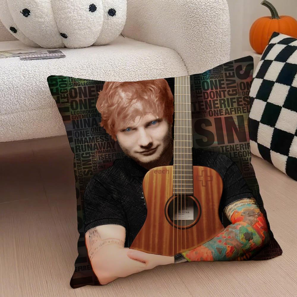 eEd Sheeran Music Idol Cushion Cover Throw Pillow Cover Hidden Button Durable Polyester Chair Cushion