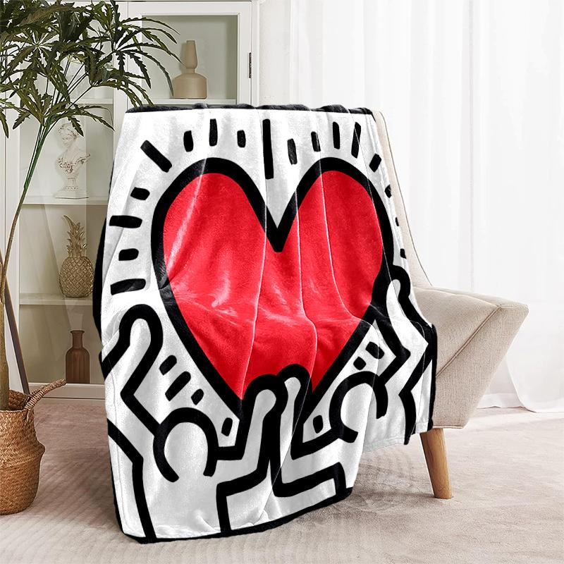 1pc Blanket Keith Haring Ascending2 Print Design, Lightweight Blanket for Sofa, Bed- Soft &Warm, Gift for All Seasons like Christmas, Halloween