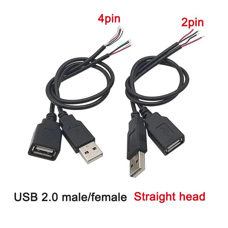 USB 2.0 Type A Male Female Power Supply Extension Cable USB Connector 2Pin 4Pin Wire Charger DIY Data Line