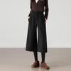 TERRE BLEUE Women's High-Waisted Wide-Leg Cropped Wool Blend Pants