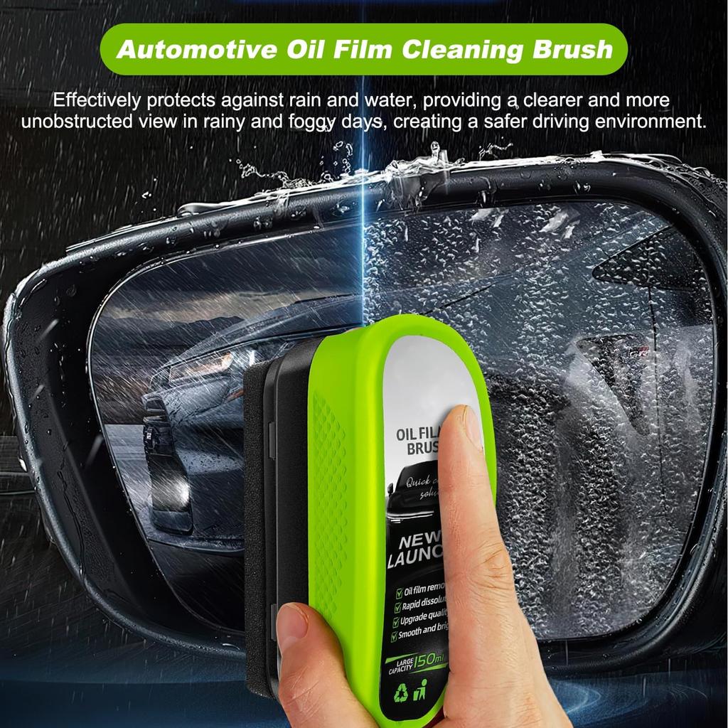 2Pcs Automotive Oil Film Cleaning Brush,Reusable Oil Film Cleaning Brush,Glass Cleaning Board,Oil Film Cleaning Brush,Car Glass Oil Film Cleaner For