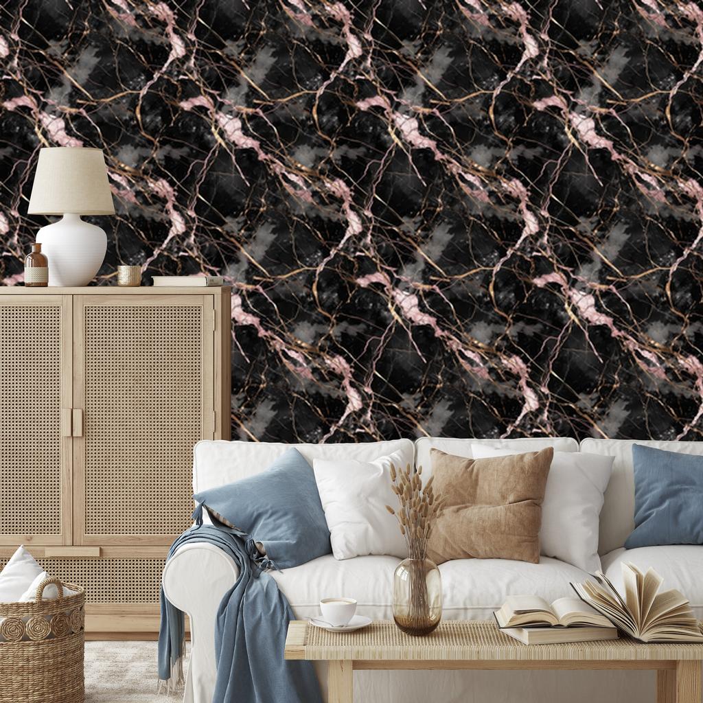 Marble Wallpaper Brown, Black and Graphite for Living Room and Bedroom 50x1000