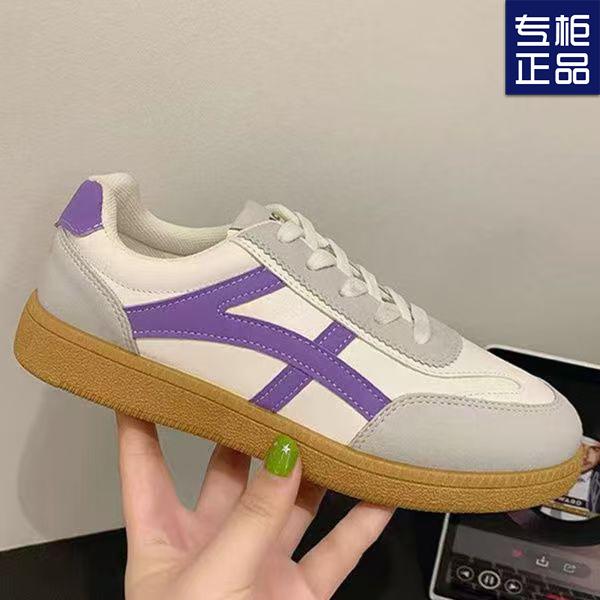 

2025 spring and autumn new versatile height-increasing board shoes fashion sports and leisure shoes platform color matching retro moral training 40 фіолетовий