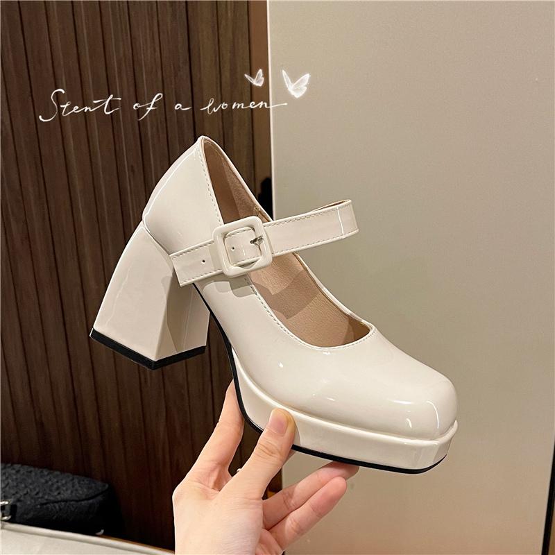 Heels Women Trend Chunky Heels Square Toe Platform Shoes Mary Jane Elegant Fashion Sexy  Luxury Designer Casual Plus Size