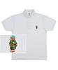 GRAVER [Unisex] Blue Beanie Dog Embroidered Striber Pique Short Sleeve T-Shirt_White
